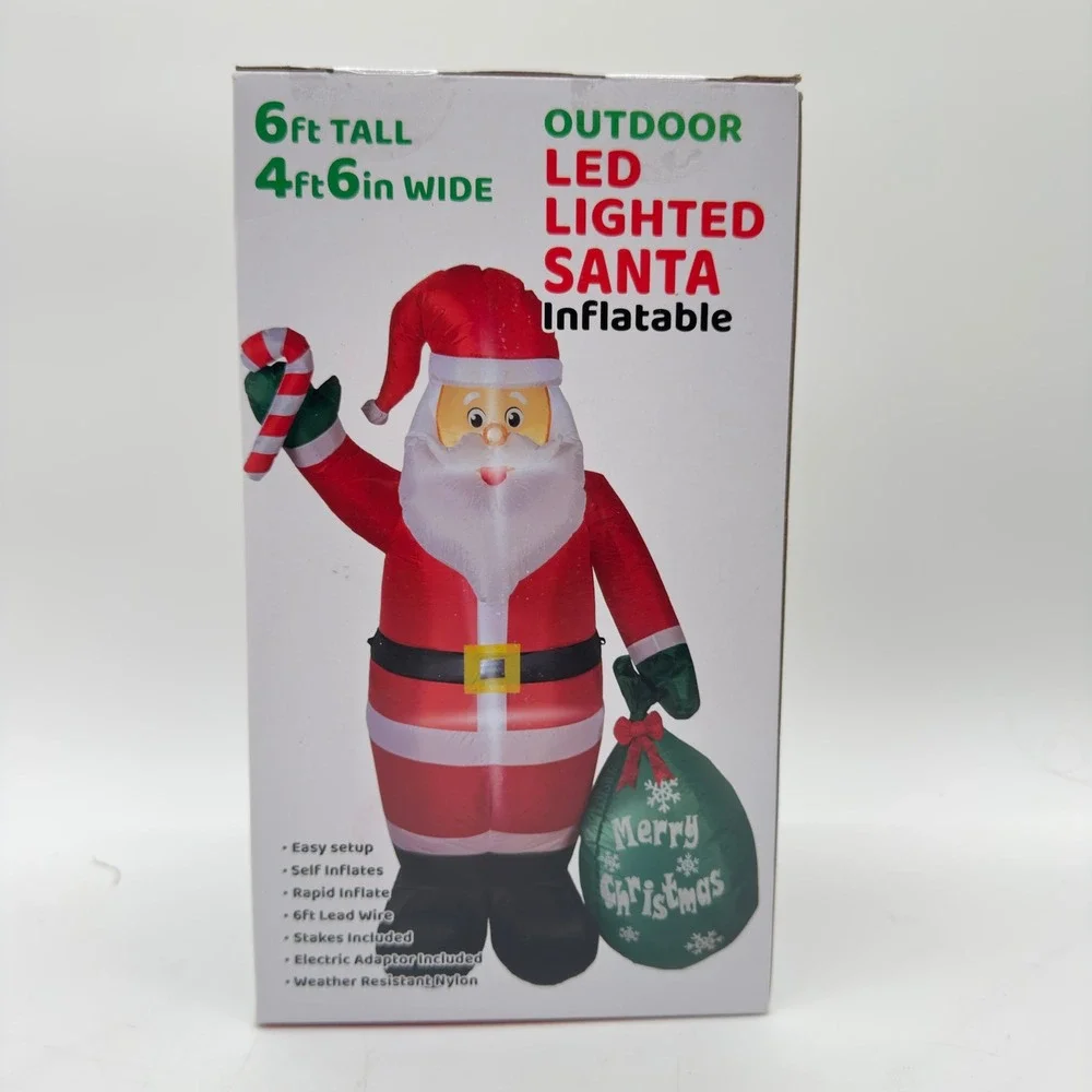 NEW 6FT LED Lighted Santa Inflatable Outdoor Christmas Yard Decoration